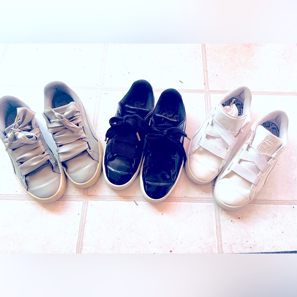 3 Pairs of Puma Basket Sneakers Size 8